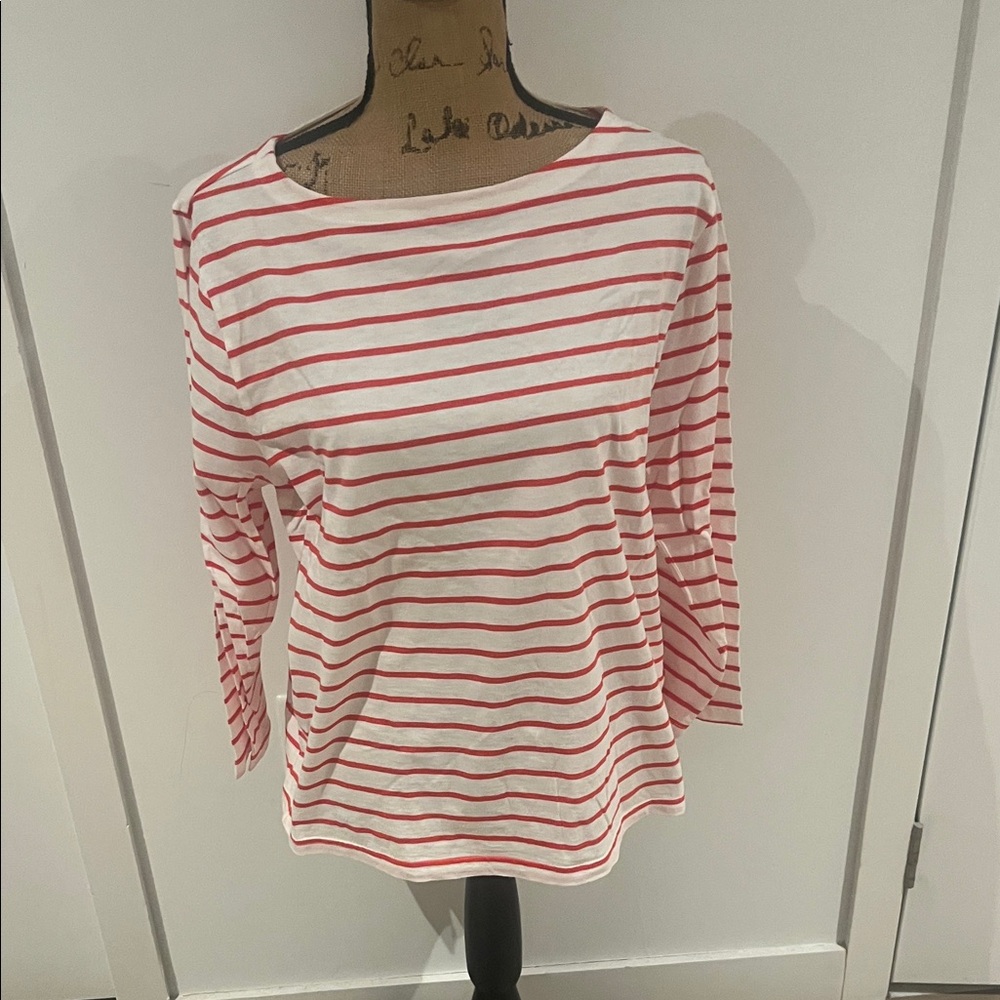 J. Crew Red and White Striped Long Sleeve Top